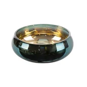 Tace i patery - Szklana Misa Dekoracyjna Nela 22X8 Ciemnoturkusowa + Złota - miniaturka - grafika 1