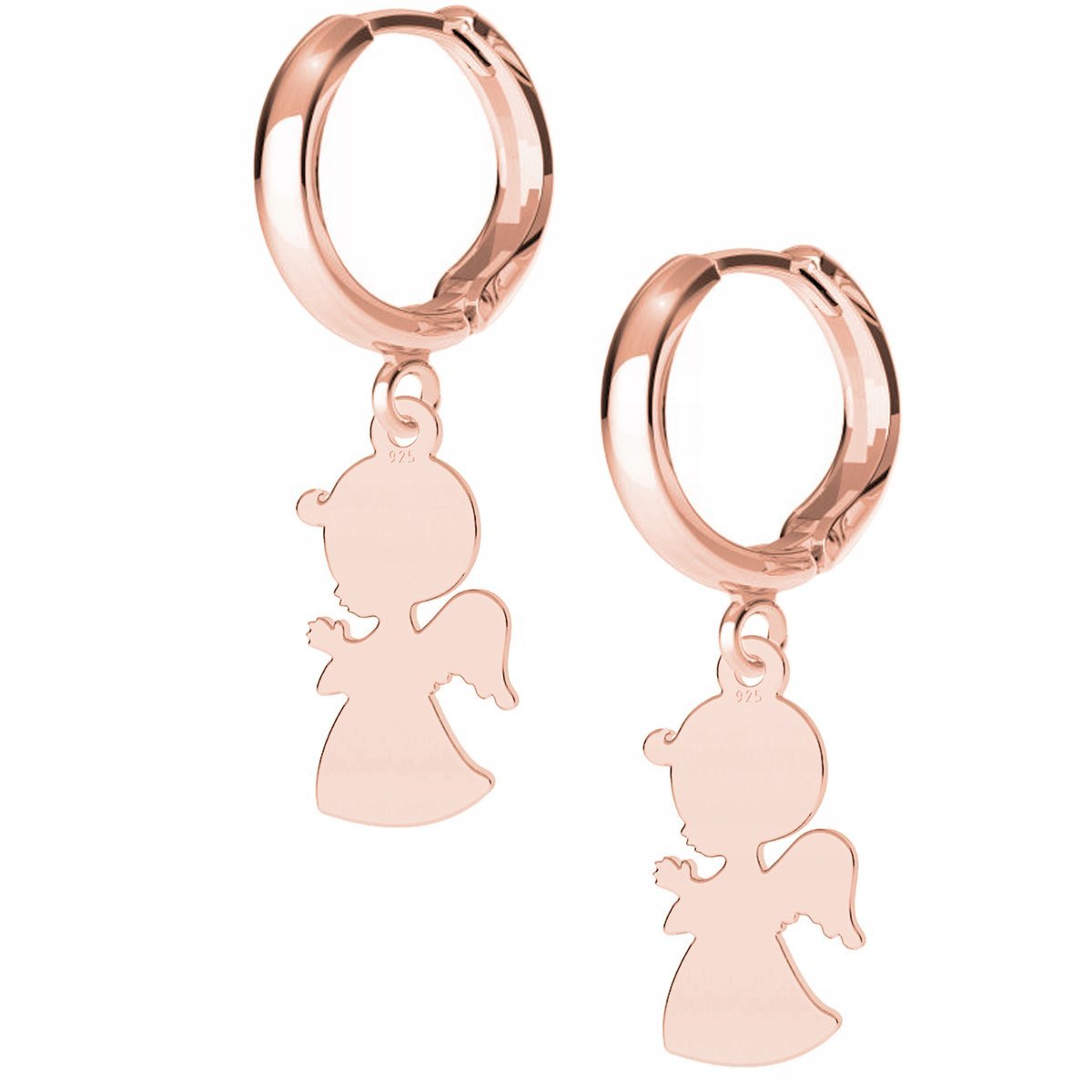 Kolczyki Anioł Aniołek różowe złoto 925