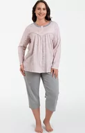 Piżamy damskie - Bawełniana piżama damska rozpinana Daniela, Kolor różowo-szary, Rozmiar M, Italian Fashion - Primodo.com - miniaturka - grafika 1