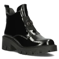 Botki damskie - Buty zimowe botki damskie workery ocieplane skórzane czarne DBT4777/23-37 - miniaturka - grafika 1