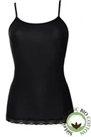 Bielizna nocna - Koszulka damska z bawełny organicznej koronkowe wykończenie czarna 1432 Sielei - miniaturka - grafika 1