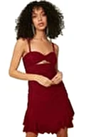 Sukienki - Trendyol Damska sukienka mini bodycon, bordowy, 40 - miniaturka - grafika 1