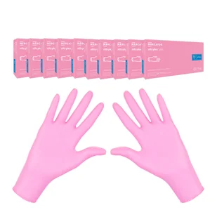 Rękawiczki nitrylowe M różowe Mercator Nitrylex Pink 100sztuk karton 10op - Rękawiczki jednorazowe - miniaturka - grafika 1