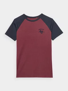 Koszulki dla chłopców - T-shirt z nadrukiem chłopięcy - bordowy - 4F - grafika 1