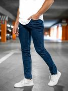 Spodnie męskie - Granatowe spodnie jeansowe męskie slim fit Denley 5054 - miniaturka - grafika 1