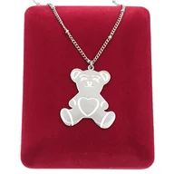 Naszyjniki - Naszyjnik Srebrny Miś Teddy z Serduszkiem - Stal Chirurgiczna - miniaturka - grafika 1