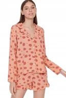 Piżamy damskie - Trendyol Piżama Damska Kropki Koszulowa Góra Długi Rękaw 42 Jyb - miniaturka - grafika 1