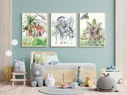 Plakaty - Zestaw 3 plakatów do pokoju dziecięcego zebry, słonie mp040 - miniaturka - grafika 1