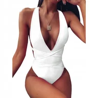 Stroje kąpielowe - WYSZCZUPLAJĄCY KOSTIUM JEDNOCZĘŚCIOWY SEXY STRÓJ KĄPIELOWY WIĄZANY PLECY L - miniaturka - grafika 1