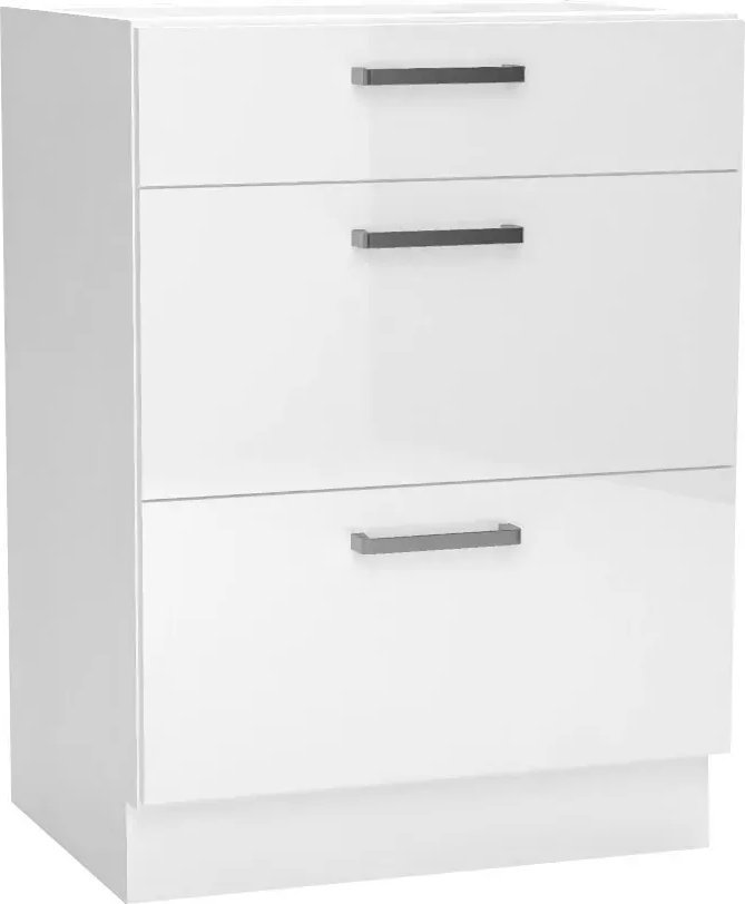 Elior Biała szafka z 3 szufladami do kuchni - Elora 12X 60 cm połysk