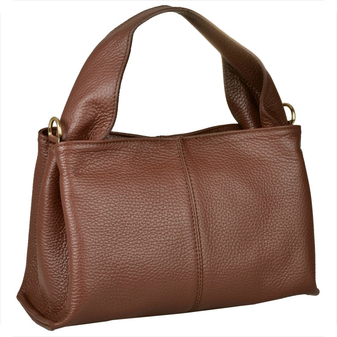 Modna skórzana torebka listonoszka brąz koniak włoska