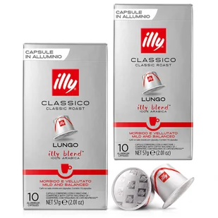 2x KAPSUŁKI ILLY LUNGO CLASSICO DO NESPRESSO 100% ARABIKA 10SZT - Kawa w kapsułkach i saszetkach - miniaturka - grafika 1