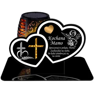 ZNICZ SOLARNY LED WIECZNY PODSTAWKA NA CMENTARZ GRÓB Serce EFEKT PŁOMIENIA DLA MAMY - Lampiony i znicze - miniaturka - grafika 1