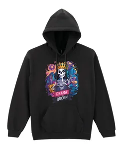 Bluza z kapturem z nadrukiem Szkielet w koronie Czarny M - Bluzy męskie - miniaturka - grafika 1