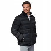 Kurtki męskie - Pikowana męska kurtka z połyskiem i stójką - czarna V1 OM-JALP-0218 r. XL - miniaturka - grafika 1