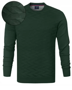Elegancki SWETER Męski Klasyczny ZIELONY Bawełniany L Pako Jeans - Swetry męskie - miniaturka - grafika 1