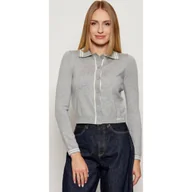 Swetry damskie - Guess Jeans Kardigan Cropped Fit z dodatkiem wełny - miniaturka - grafika 1