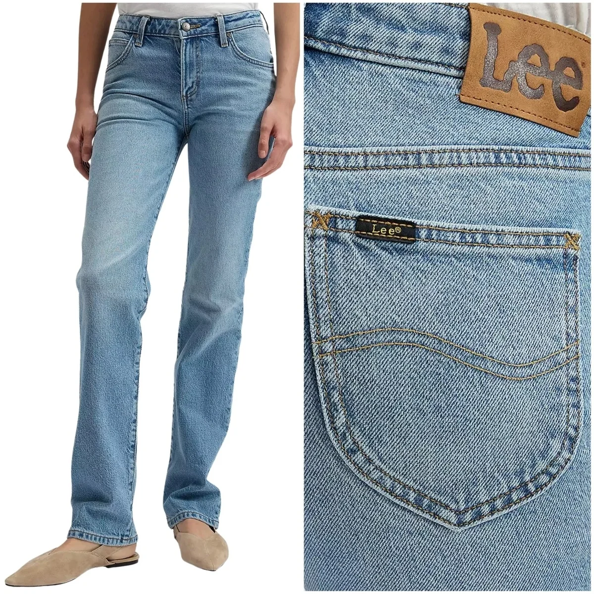 Lee London regular Blue Koi proste wyższe damskie spodnie jeansowe W26 L33