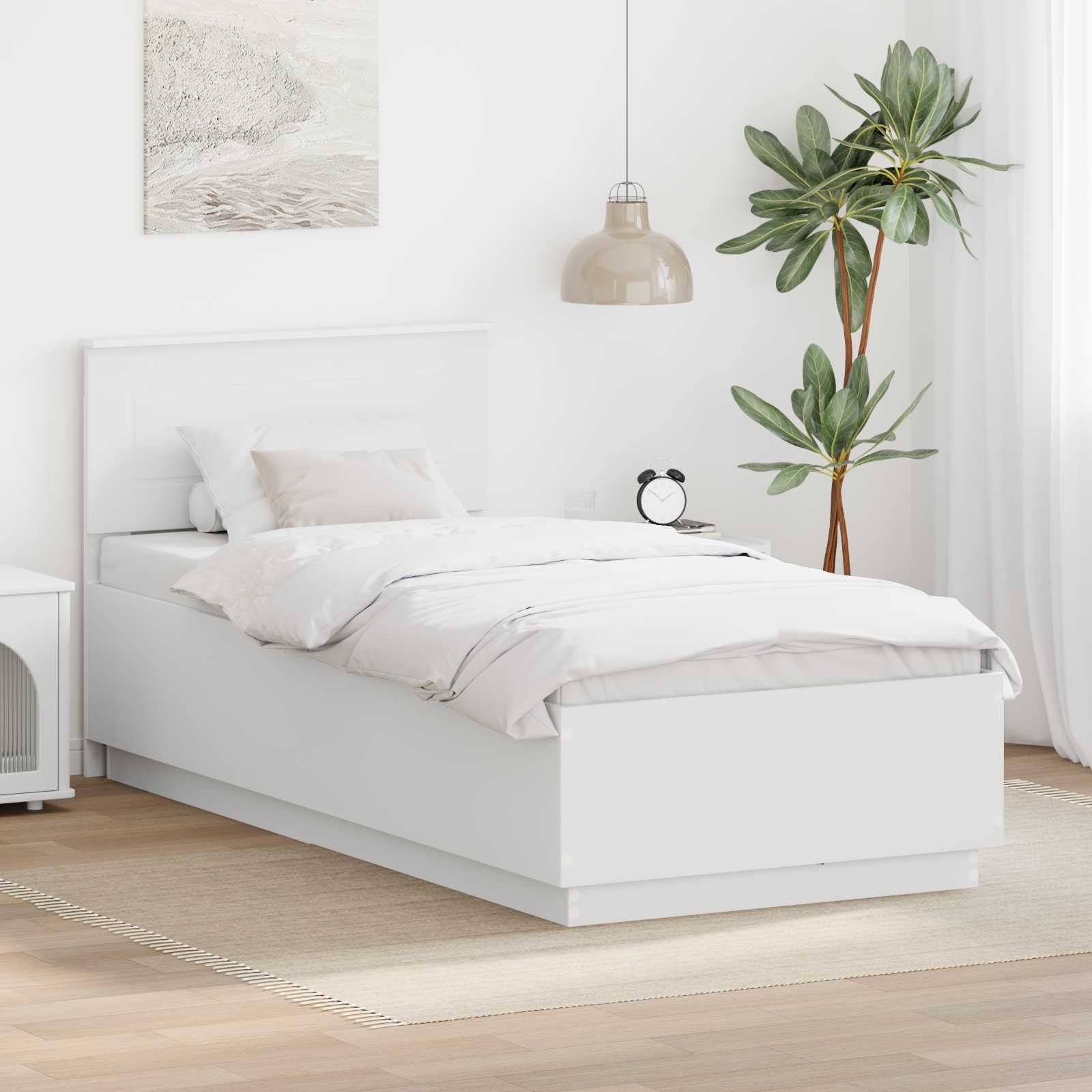 vidaXL Ramka łóżka Biały 75 x 190 cm Materiał drewnopochodny