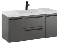Szafki łazienkowe - Szafka Wisząca Z Umywalką RON 100 cm D - Titan Mat - Uchwyty Czarne Matowe - miniaturka - grafika 1