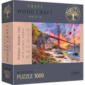 Układanki dla dzieci - Trefl Puzzle Zachód słońca nad Golden Gate 1000 Elementów, Wood Craft, Nieregularne Kształty, 100 Figurek Amerykańskich Zabytków i Symboli, Układanka Premium, DIY, dla Dorosłych i Dzieci od 12 Lat 20164 - miniaturka - grafika 1