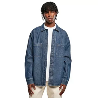 Koszule męskie - Urban Classics Męska koszula oversized Denim Pocket Shirt, Mid Indigo Washed, M - grafika 1