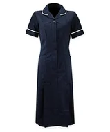 Sukienki - Alexandra AL-HE227NW-76U Seria AL-HE227 sukienka punktowa, białe lamówki/wykończenia, 76 cm klatka piersiowa, rozmiar 4, granatowy/biały - miniaturka - grafika 1