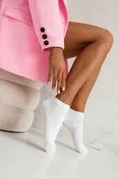 Skarpetki stopki damskie gładkie bawełniane białe Milena - Skarpetki damskie - miniaturka - grafika 1