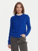 Swetry damskie - Tommy Hilfiger Kardigan WW0WW47463 Niebieski Regular Fit - miniaturka - grafika 1