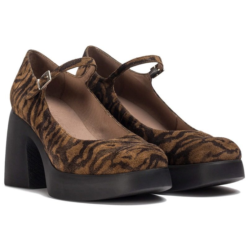 Czółenka damskie z paskiem Wonders H-4940 ZEBRA TABAC R.37