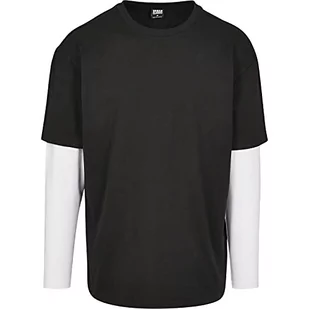 Urban Classics Męska koszulka z długim rękawem, oversized Shaped Double Layer Longsleeve, Basic Tee, dostępna w rozmiarach od S do 5XL, czarny/biały, M - Koszulki męskie - miniaturka - grafika 1