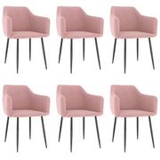 Krzesła - vidaXL Lumarko Krzesła stołowe, 6 szt., różowe, obite aksamitem! 3068657 - miniaturka - grafika 1