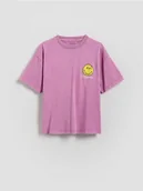 Koszulki dla chłopców - Reserved - T-shirt SmileyWorld® - fuksja - miniaturka - grafika 1