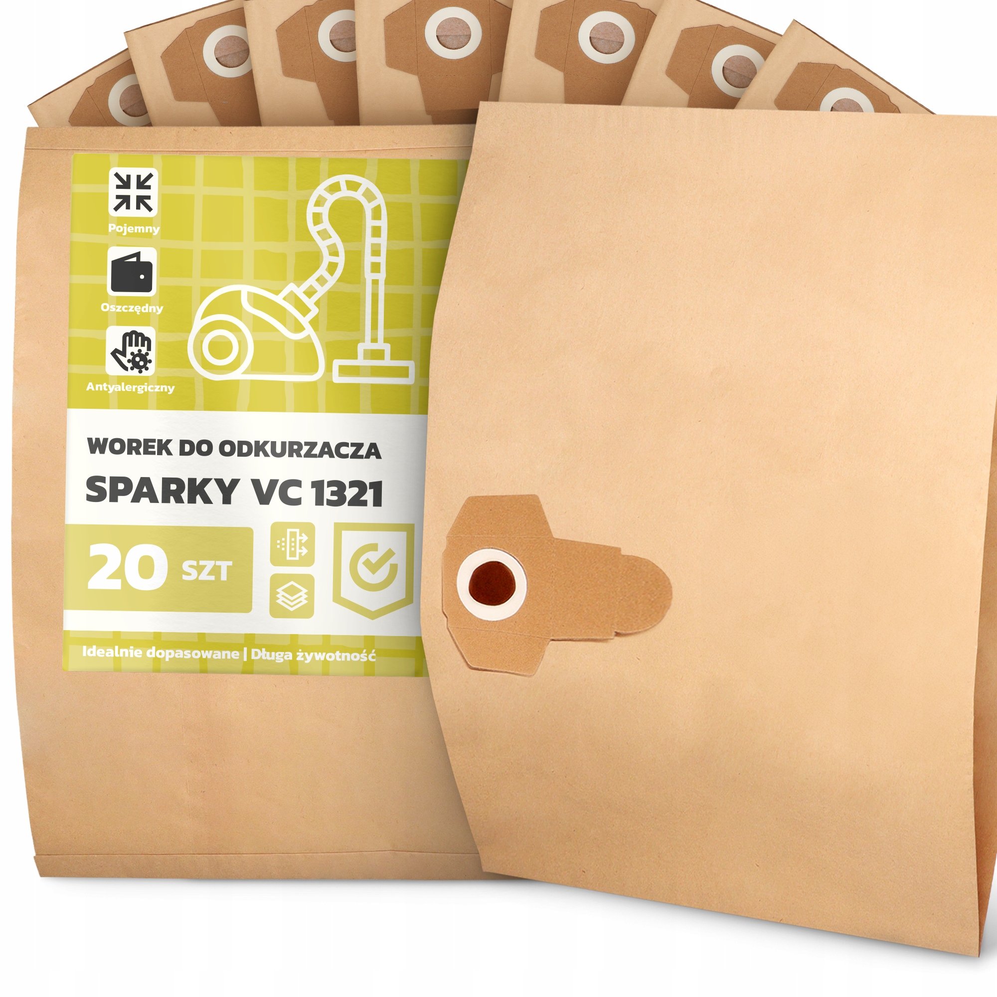 20x Worek do Odkurzacza Sparky VC 1321 Papierowy 2-Warstwy Torba Worki 2A