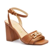 Sandały damskie - Guess Skórzane sandały na słupku GRATO - miniaturka - grafika 1