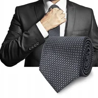Krawaty i muchy męskie - Elegancki KRAWAT Męski Klasyczny GRAFITOWY Krateczka M.60 Pako Jeans - miniaturka - grafika 1