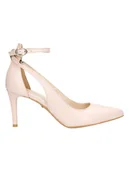 Czółenka - Wojas Skórzane czółenka w kolorze beżowym - miniaturka - grafika 1