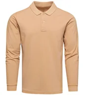 Koszulki męskie - Longsleeve polo premium beżowy Recea - miniaturka - grafika 1