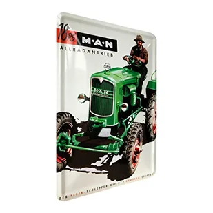 Art Nostalgic 16223 Man Traktor świeci N pocztówka blaszana, 10 x 14 cm 16223 - Dekoracje domu - miniaturka - grafika 1