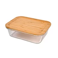 Pojemniki kuchenne - Szklany Pojemnik Na Żywność Z Bambusową Pokrywką, 640 Ml - miniaturka - grafika 1