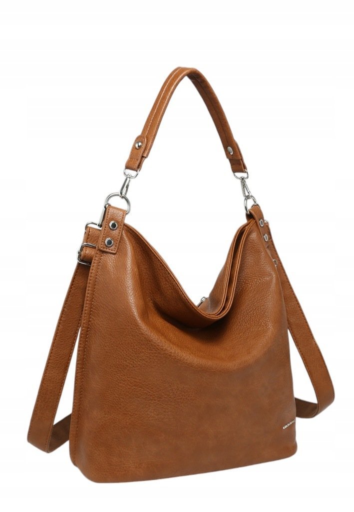 Pojemna Torebka Damska Shopper na Ramię Brązowa LUIGISANTO V-28 Camel