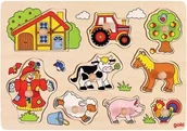Układanki dla dzieci - Goki Puzzle z uchwytami Farma 221592 - miniaturka - grafika 1