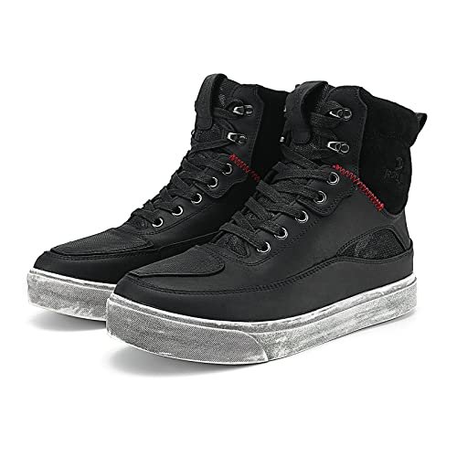 BORLENI Męskie buty motocyklowe, skórzane, z bocznym zamkiem błyskawicznym, ochrona kostek, antypoślizgowa podeszwa, rozmiar 40-46, fioletowy 1, 43 EU