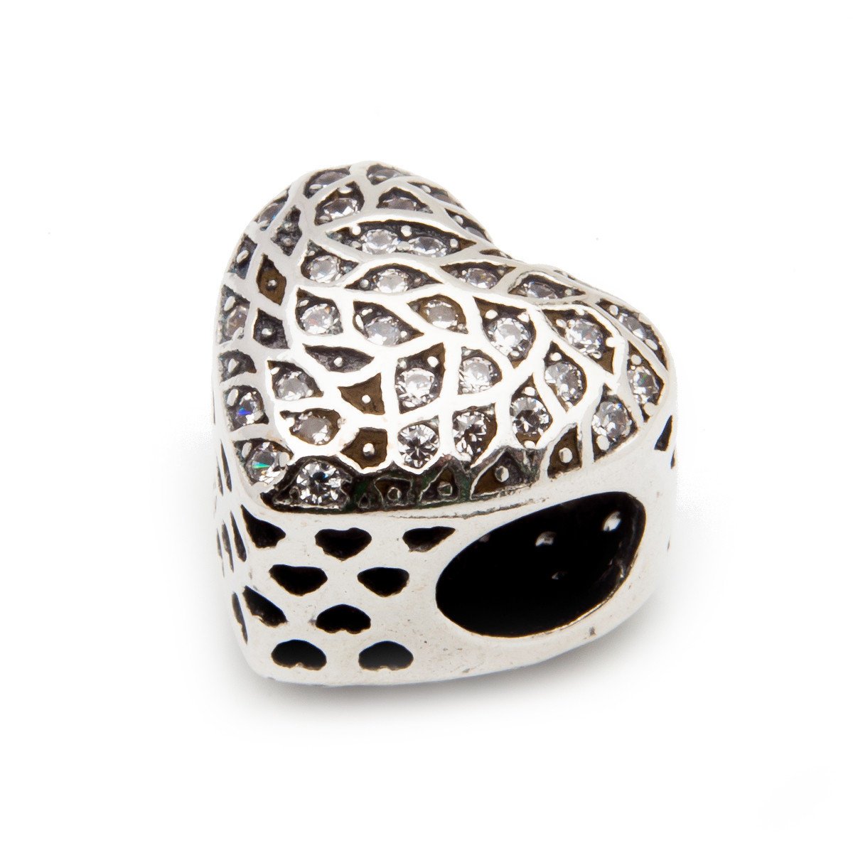 Srebrny charms cyrkoniowe serce