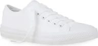 Trampki damskie - Mytrendshoe Damskie Trampki Niskie Trenerki Sznurowane Buty Casualowe Wygodne 830999, Kolor: Biały, Rozmiar: 39 - miniaturka - grafika 1