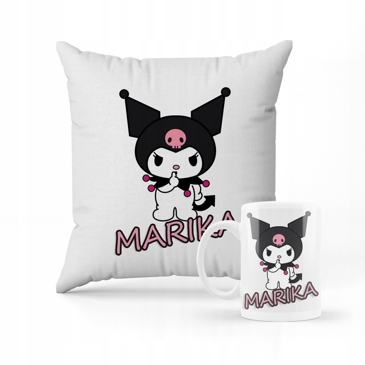 ZESTAW PODUSZKA + KUBEK PREZENT DLA DZIECKA KUROMI HELLO KITTY + IMIĘ #12