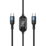 Kable USB - Remax Litxn kabel do szybkiego ładowania USB Typ C - USB Typ C 60W Power Delivery z wyświetlaczem ekranem miernik mocy 1m czarny (RC-193a) - miniaturka - grafika 1