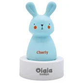 Wyposażenie pokoiku dziecięcego - Olala Boutique, Lampka nocna LED, Olala, Króliczek Charly, niebieska - miniaturka - grafika 1