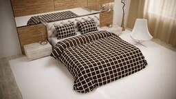 Luxury Pościel bawełniana 220x200 Krata brązowa biała 28249/2 poszewki 2x70/80 01 - Pościel - miniaturka - grafika 1
