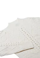 Majtki damskie - faina Damskie skręcane stringi wzór perły dzianina wełna biały rozmiar XS/S, biały (wollweiss), XL - miniaturka - grafika 1